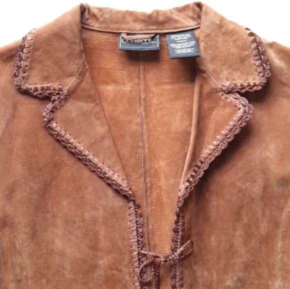 Outbrook Suede Leather Patchwork Shacket Jacket Women's Medium - Picture 3 of 16